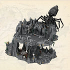 Shelob's Lair model set featuring a detailed spider sculpture in black and gray.