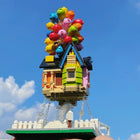 Potdemiel balloon house building block set with colorful balloons, front view.