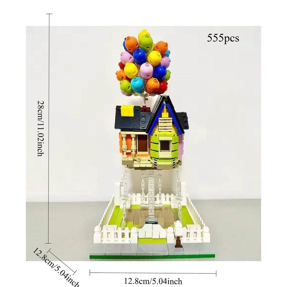 Potdemiel balloon house building block set, lifestyle shot with creative setup.
