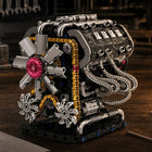 Close-up of motorized building blocks with intricate details.