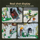Lifestyle shot of the building blocks set displayed on a shelf.