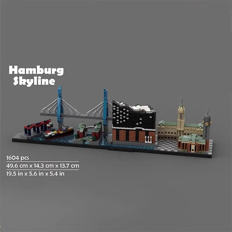Top view of Bricklink City Architecture skyline building blocks highlighting unique shapes.