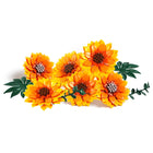 Building Block Flower Set with instruction manual beside it on a flat surface