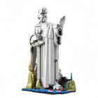 Lifestyle shot of the building block toy set on a desk.