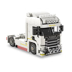Close-up of the Knew Built pink truck building block toy showcasing intricate details.