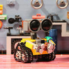 Front view of the robot building block model in vibrant colors.