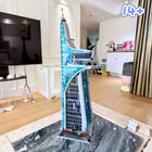 Side view of the tall Architecture Model Building Block Set highlighting its impressive height.