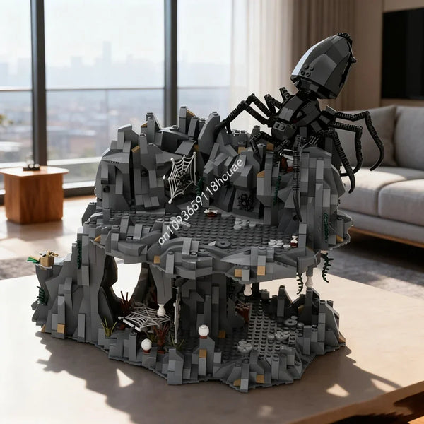 Shelob's Lair model set with detailed spider sculpture in black and gray.