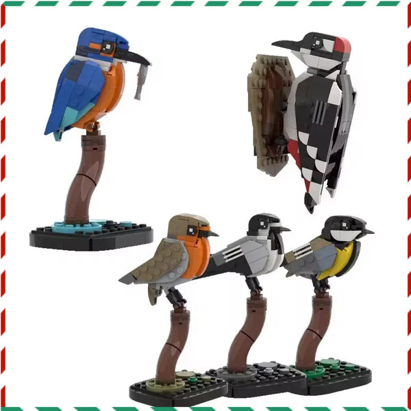 Birds Building Blocks colorful model kit with assembled animal figures