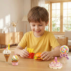 Fast Food Micro Building Blocks set displayed with vibrant colors and shapes