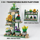 Front view of the colorful flower bouquet model with self-locking bricks.