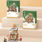 Front view of the panda gingerbread house model with blocks.