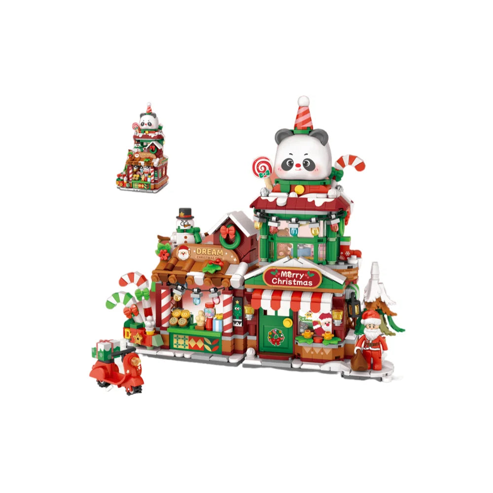 Lifestyle shot of the building blocks set on a festive table.