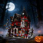 Halloween Haunted House Gothic Villa Building Blocks Set with intricate design elements.