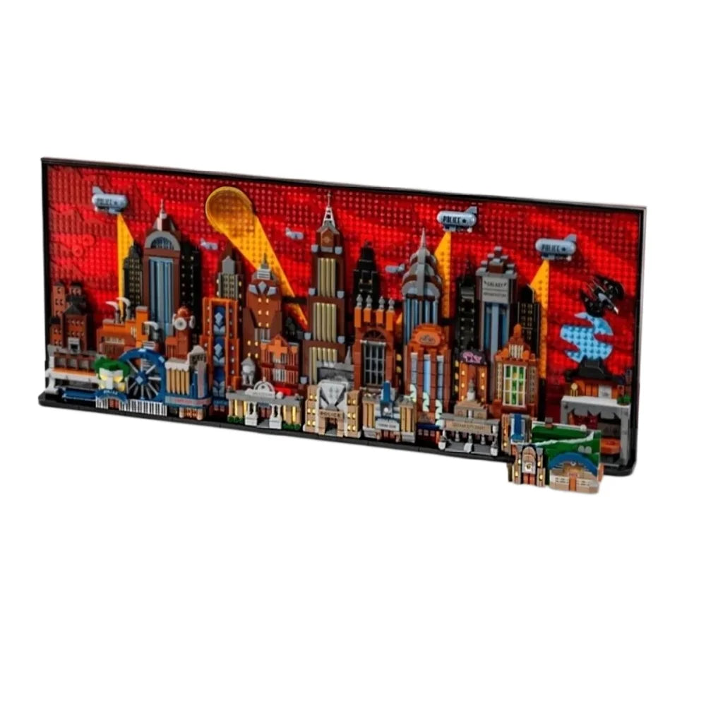 MOC Gotham City Building Block Wall Decor Toy with a focus on high-quality ABS plastic bricks