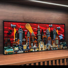 MOC Gotham City Building Block Wall Decor Toy displayed on a wall with urban aesthetic
