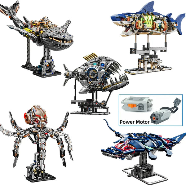 HUATEC Mechanical Sea Animals Building Blocks with movable parts