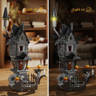 Detailed view of the Ghost Skeleton Hut building blocks set with vibrant colors.