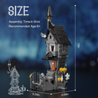 Front view of the assembled Ghost Skeleton Hut building blocks set.