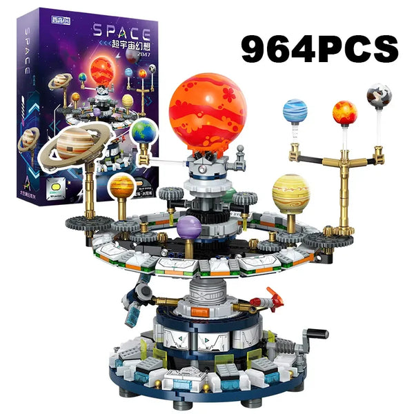 Rotating Solar System Building Blocks set with detailed Sun and Earth model