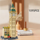 Side view of the Big Ben model building block set highlighting its structure